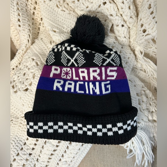 Vintage 90s Polaris Racing Pom Pom winter hat/beanie - Picture 3 of 8